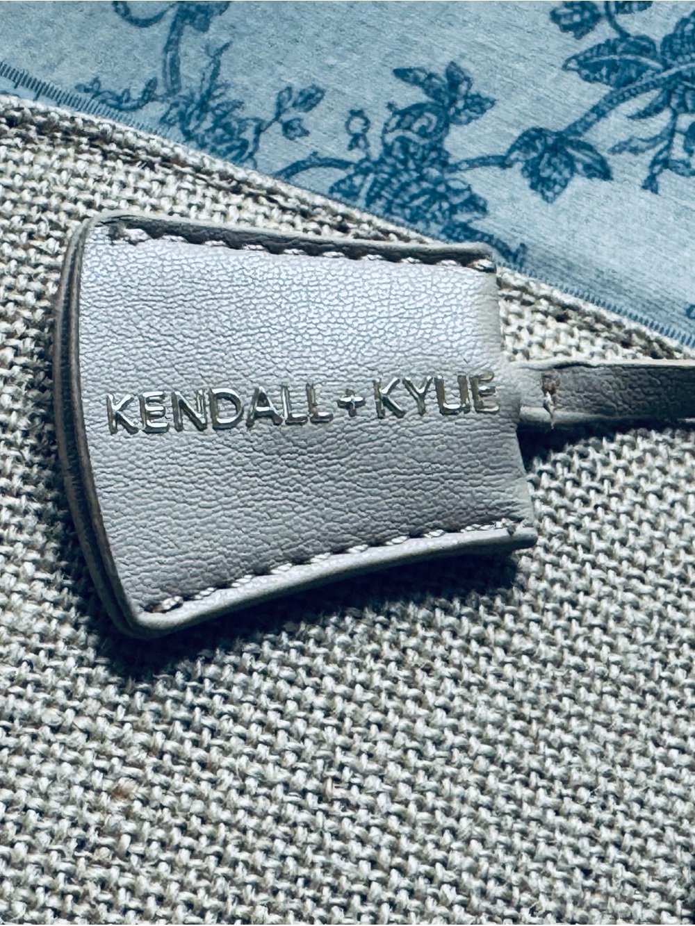 Kendall & Kylie Beige Woven Tote with Taupe Leather Logo Tag